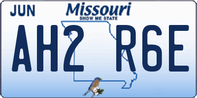 MO license plate AH2R6E