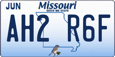 MO license plate AH2R6F