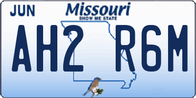 MO license plate AH2R6M