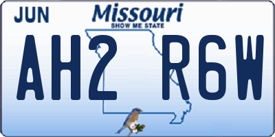 MO license plate AH2R6W