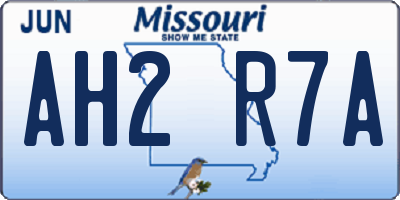 MO license plate AH2R7A