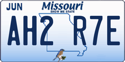 MO license plate AH2R7E
