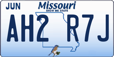 MO license plate AH2R7J