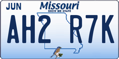 MO license plate AH2R7K