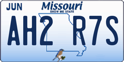 MO license plate AH2R7S