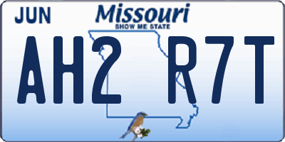 MO license plate AH2R7T