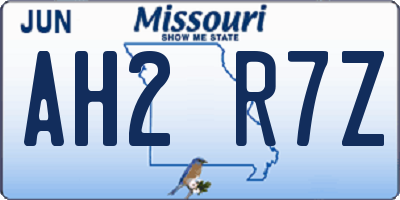 MO license plate AH2R7Z