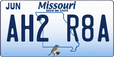 MO license plate AH2R8A