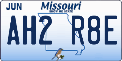 MO license plate AH2R8E