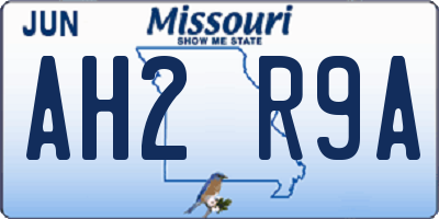 MO license plate AH2R9A