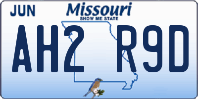 MO license plate AH2R9D