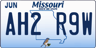 MO license plate AH2R9W