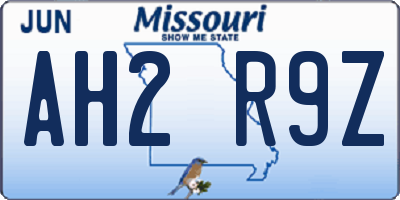 MO license plate AH2R9Z