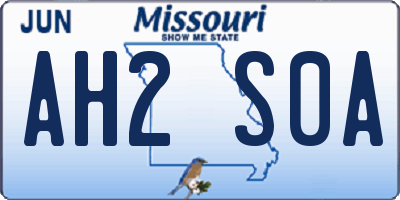 MO license plate AH2S0A