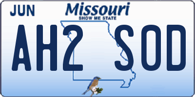 MO license plate AH2S0D