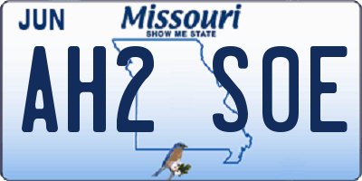 MO license plate AH2S0E