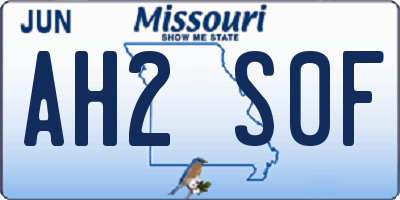 MO license plate AH2S0F