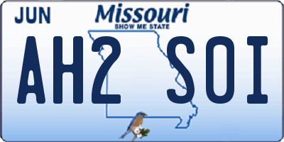 MO license plate AH2S0I