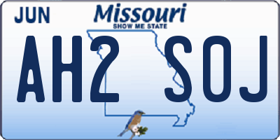 MO license plate AH2S0J