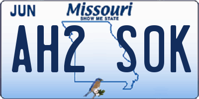 MO license plate AH2S0K