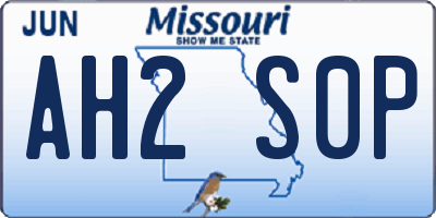 MO license plate AH2S0P