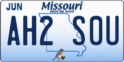 MO license plate AH2S0U