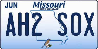 MO license plate AH2S0X