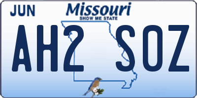 MO license plate AH2S0Z