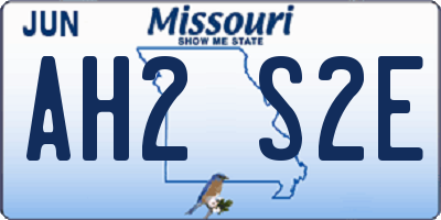 MO license plate AH2S2E