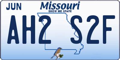 MO license plate AH2S2F
