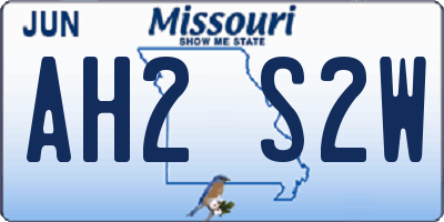 MO license plate AH2S2W