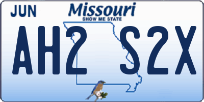 MO license plate AH2S2X