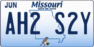 MO license plate AH2S2Y