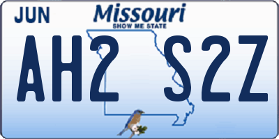 MO license plate AH2S2Z