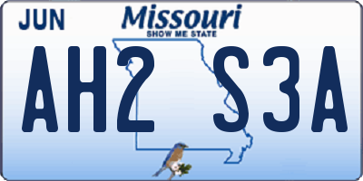 MO license plate AH2S3A