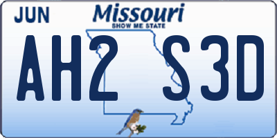 MO license plate AH2S3D