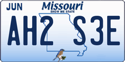 MO license plate AH2S3E