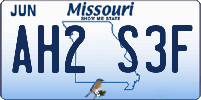 MO license plate AH2S3F