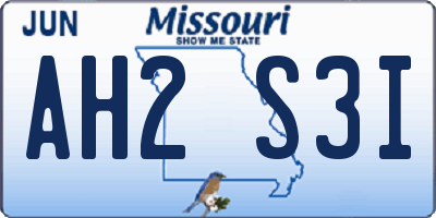 MO license plate AH2S3I