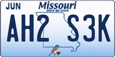 MO license plate AH2S3K