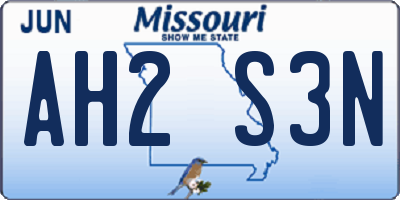 MO license plate AH2S3N