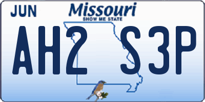 MO license plate AH2S3P