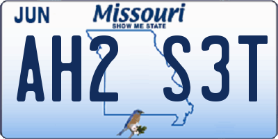 MO license plate AH2S3T