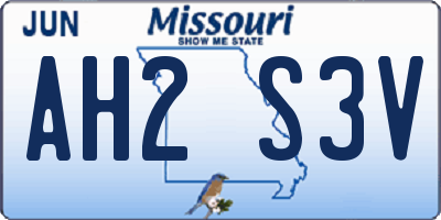 MO license plate AH2S3V