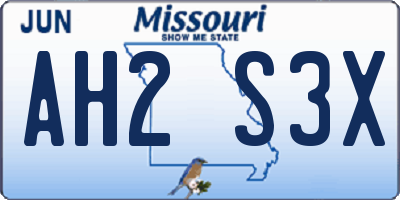 MO license plate AH2S3X