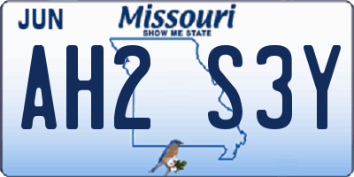 MO license plate AH2S3Y