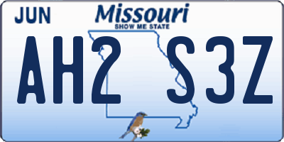 MO license plate AH2S3Z