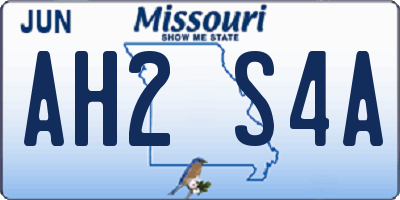 MO license plate AH2S4A