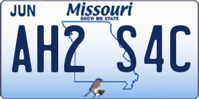 MO license plate AH2S4C