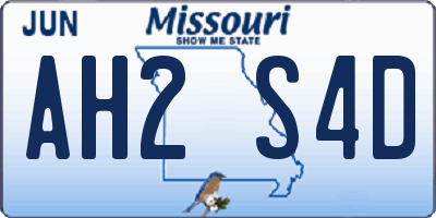 MO license plate AH2S4D